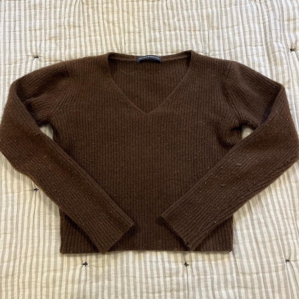 brown ribbed sweater